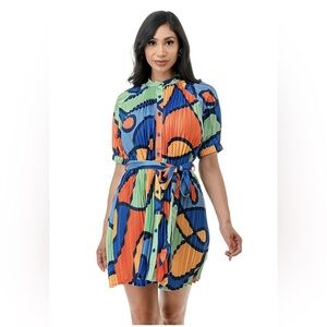Pleated Shirt Dress